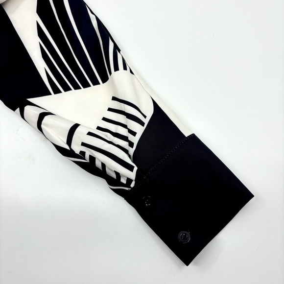 Two Piece Black And Cream Long Sleeve Pantsuit with Abstract Print - Picture 8 of 10